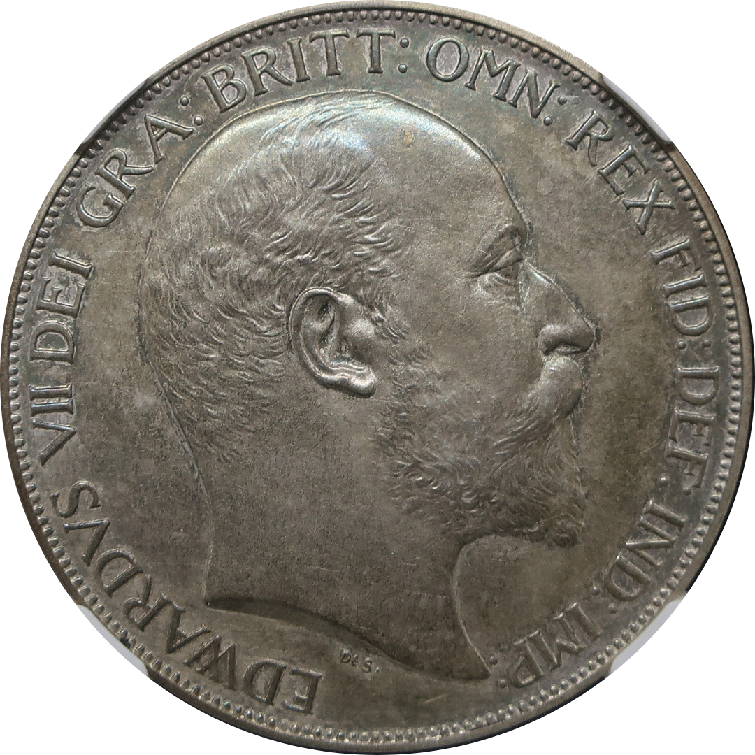 エドワード7世】1902 イギリス クラウン銀貨 マット・プルーフ PF64