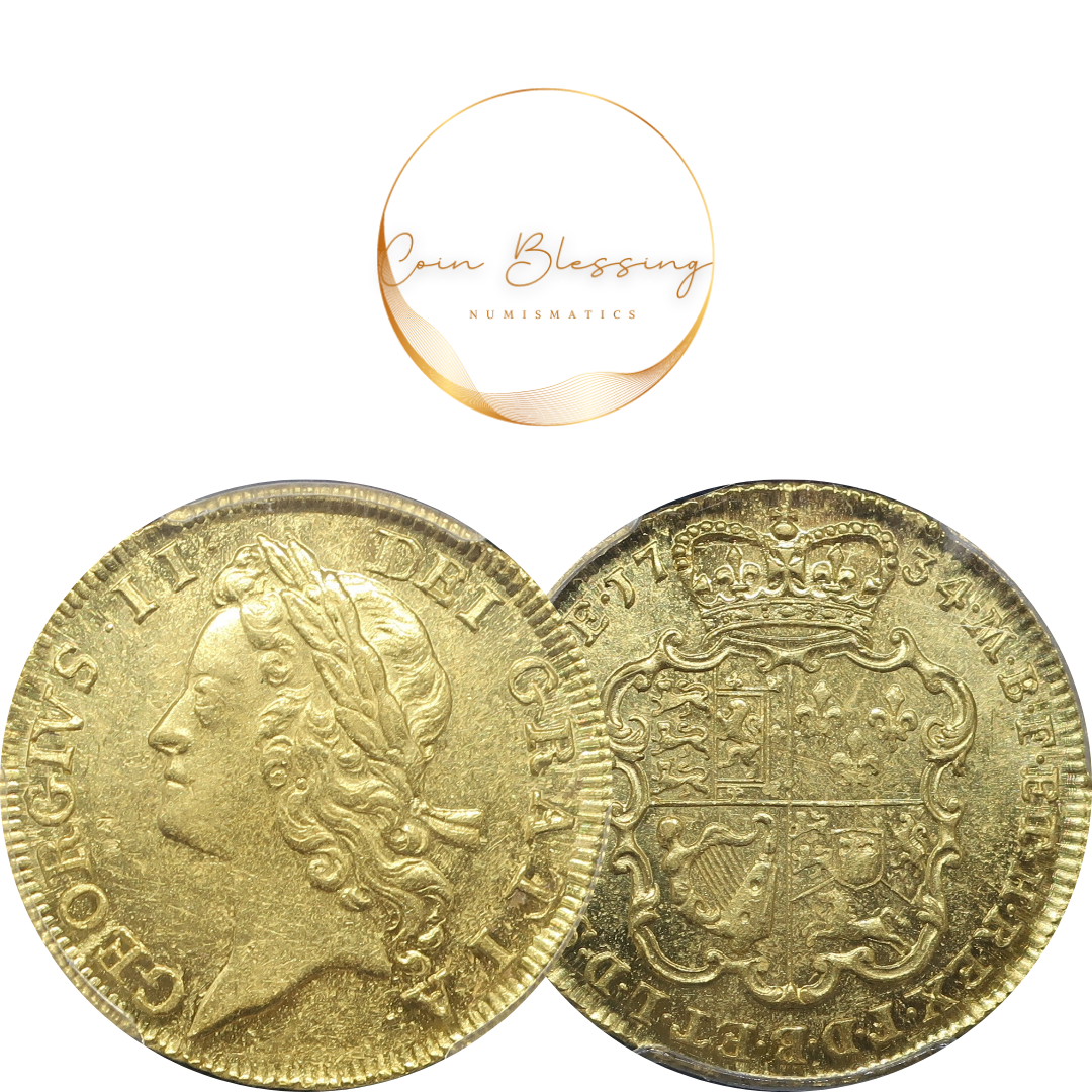 1734 イギリス ギニー金貨 ジョージ2世 MS62 PCGS