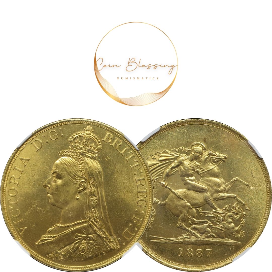 1887 イギリス 5ポンド金貨 ジュビリーヘッド MS63 NGC - CoinBlessing(コインブレッシング)