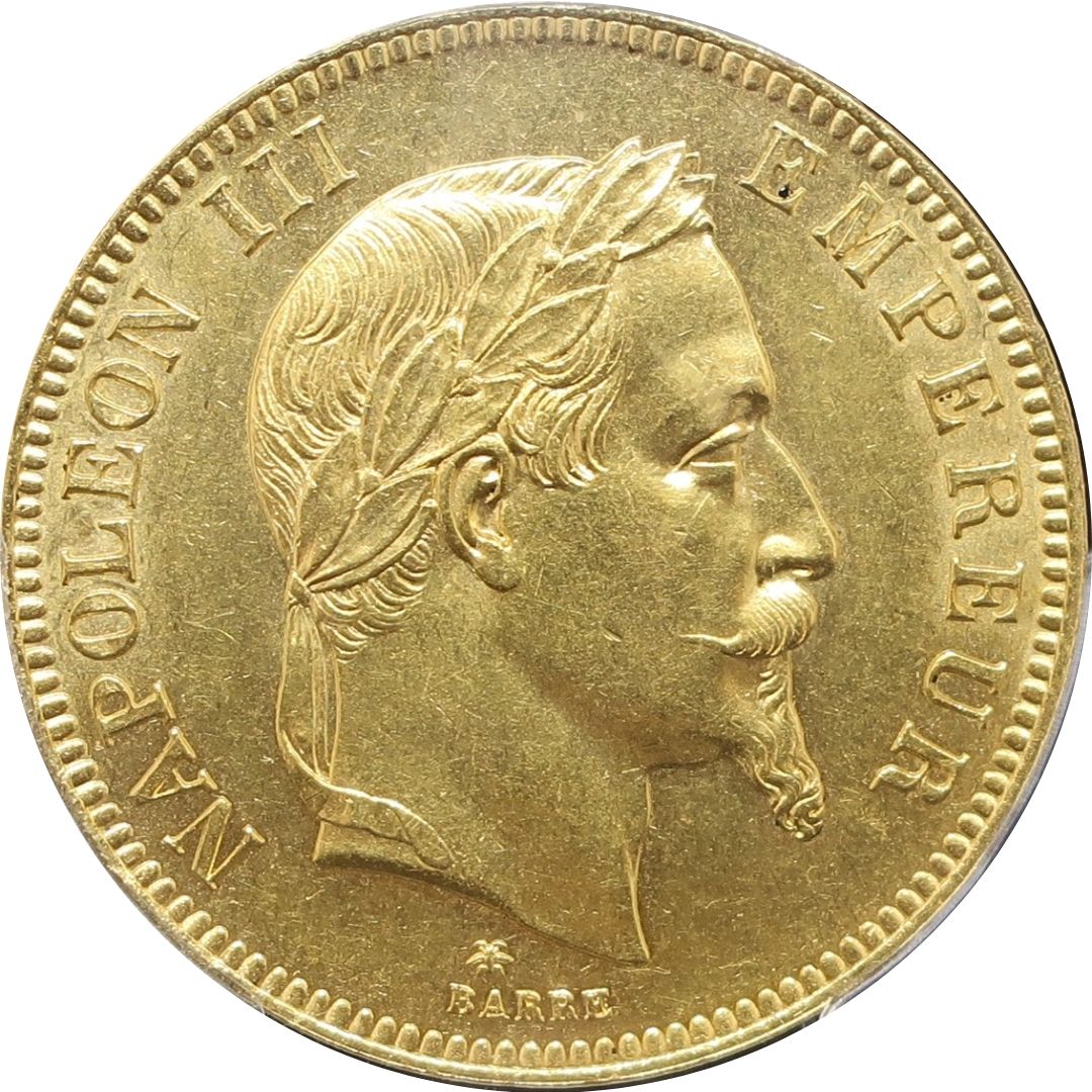 1868A フランス 100フラン金貨 ナポレオン3世 MS62 PCGS - CoinBlessing(コインブレッシング)