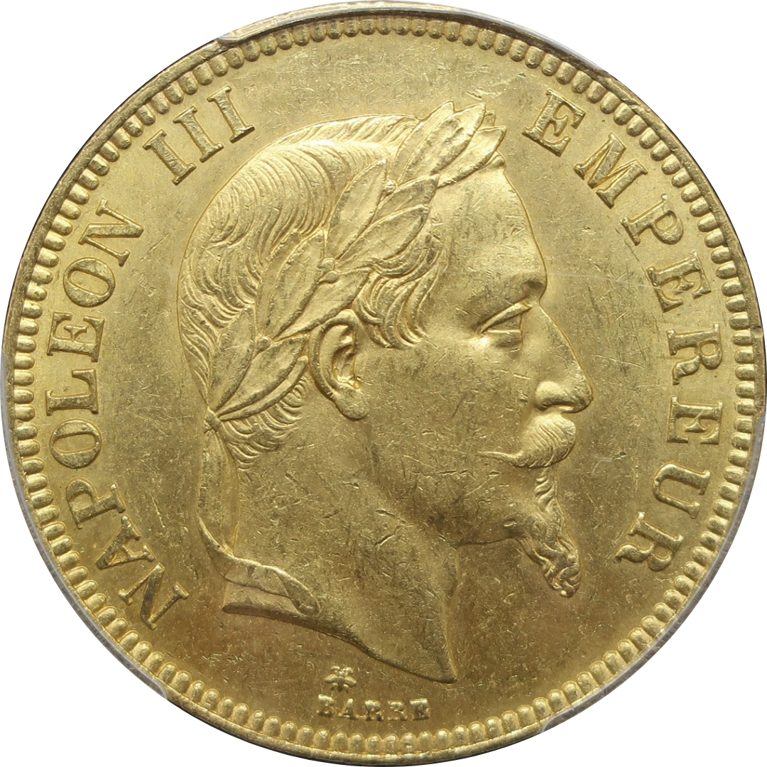 1869A フランス 100フラン金貨 ナポレオン3世 MS62 PCGS - CoinBlessing(コインブレッシング)