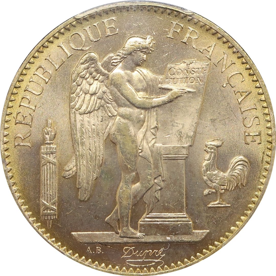 【幸運を運ぶ守護天使】1911A フランス 100フラン金貨 エンジェル金貨 MS64+ PCGS - CoinBlessing(コインブレッシング)