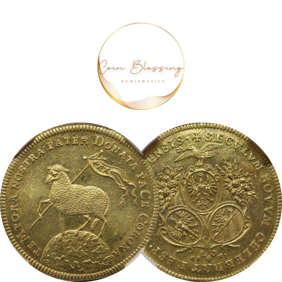【ラムダカット】1700 ドイツ ニュルンベルク 2ダカット金貨 神聖ローマ帝国 MS61 NGC