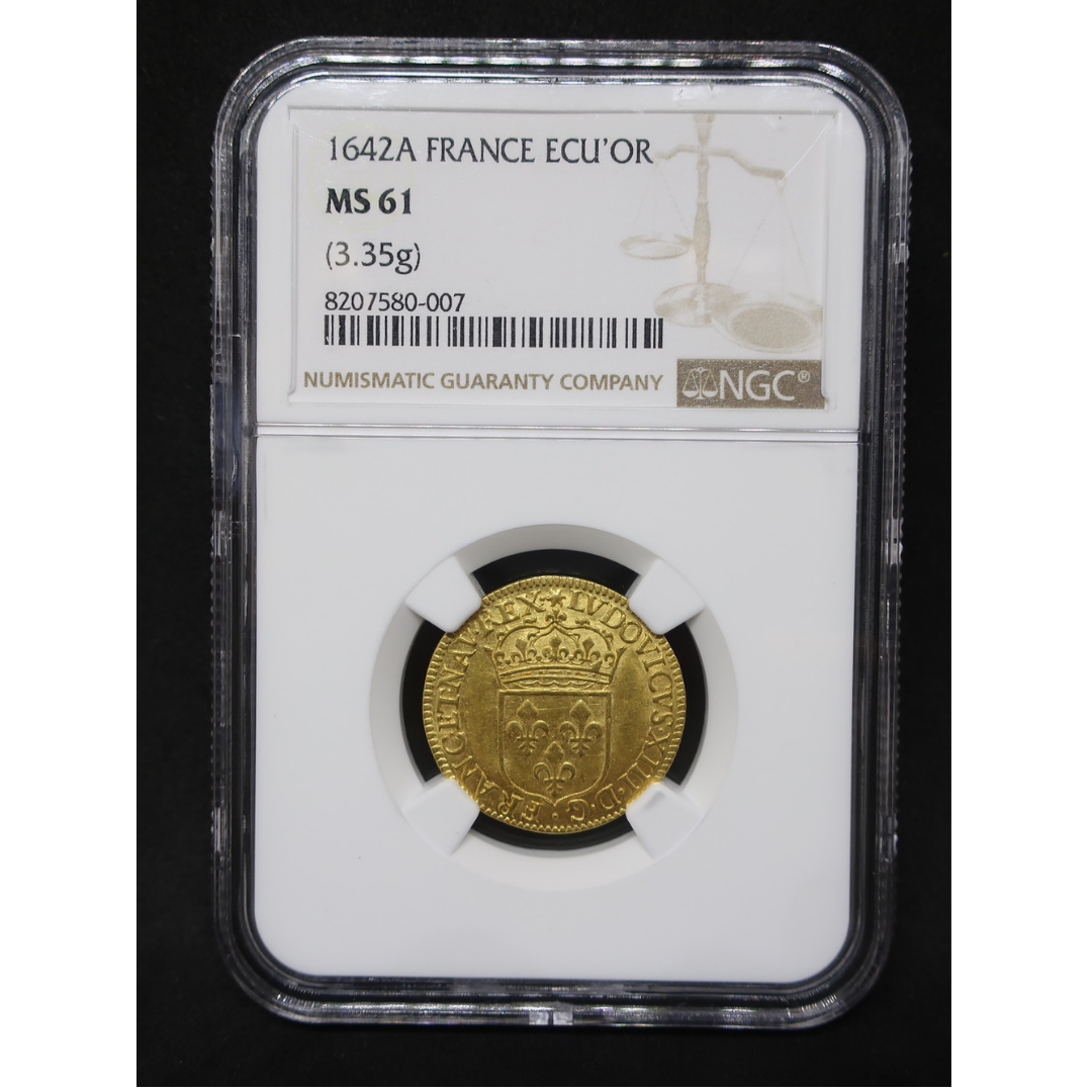 1642A フランス エキュドール金貨 ルイ13世 MS61 NGC