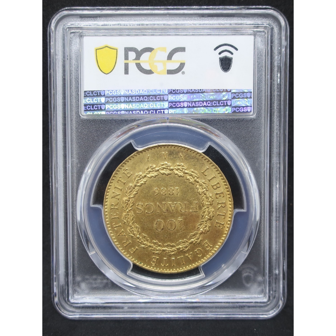 【幸運を運ぶ守護天使】1886A フランス 100フラン金貨 エンジェル金貨 MS64 PCGS