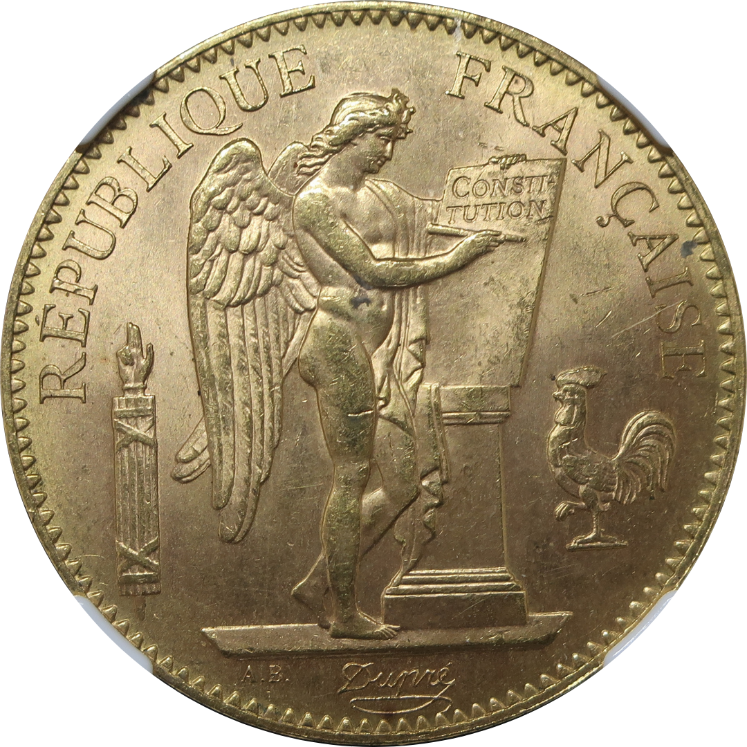 【幸運を運ぶ守護天使】1911A フランス 100フラン金貨 エンジェル金貨 MS63 NGC - CoinBlessing(コインブレッシング)