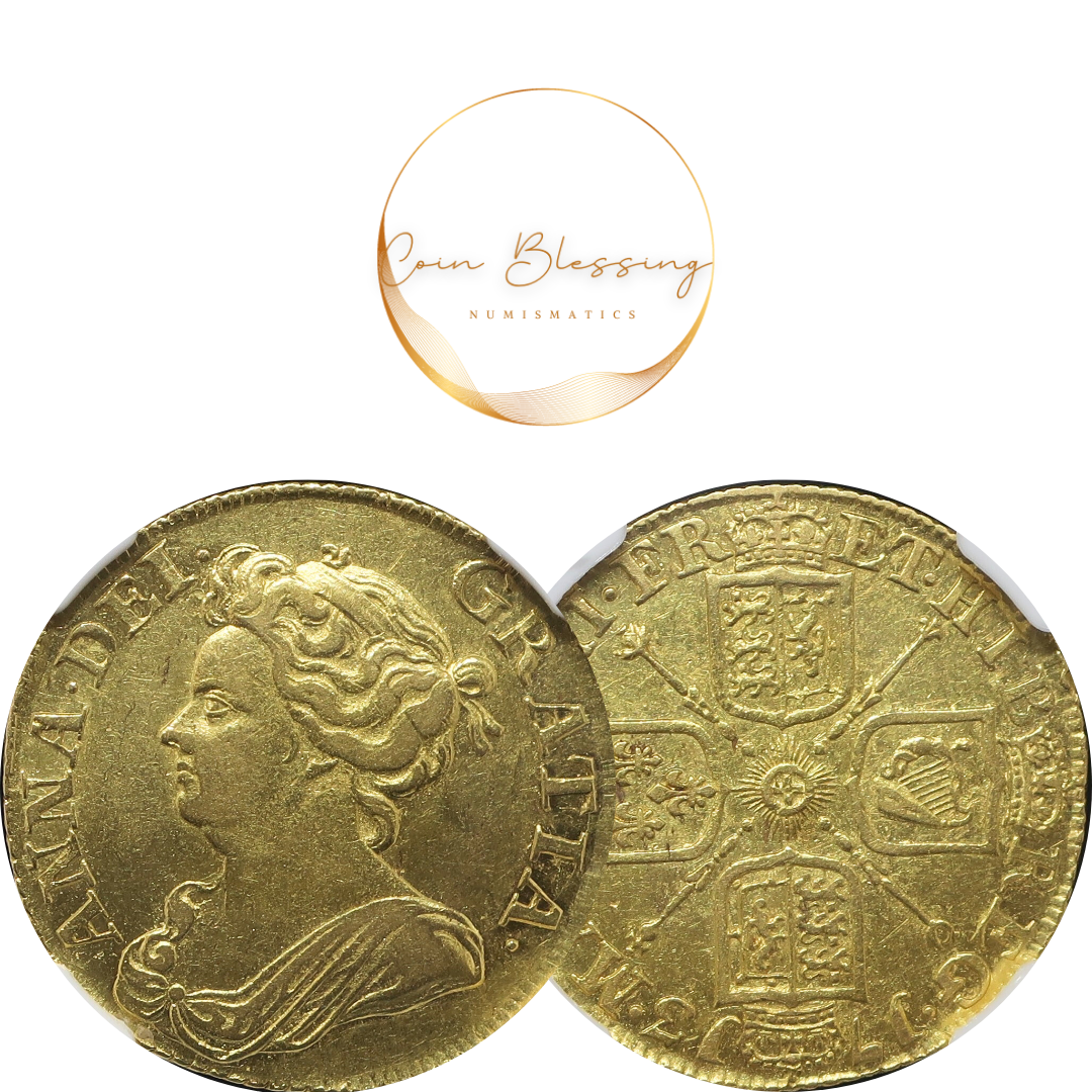 1713 イギリス ギニー金貨 アン女王 AU53 NGC