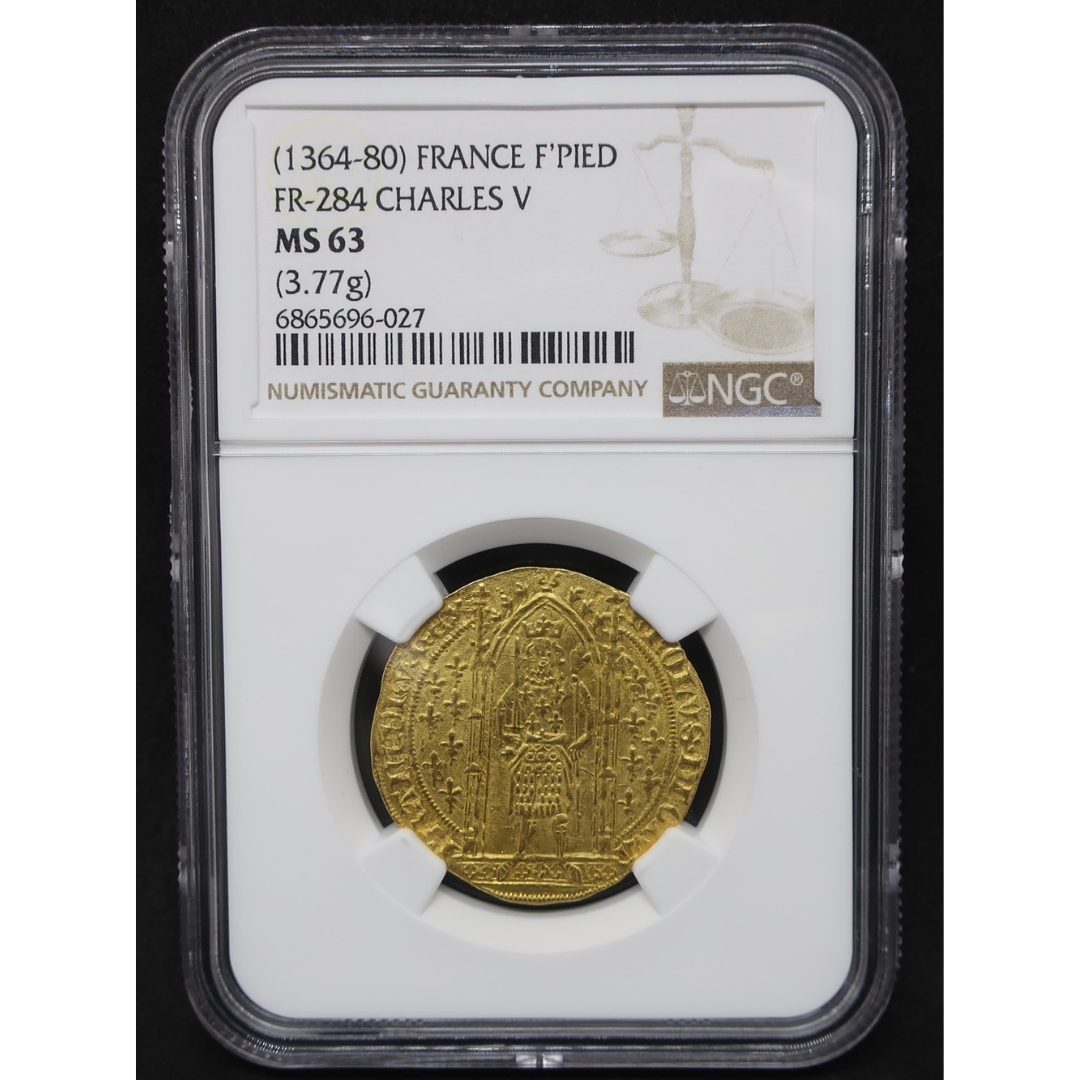 【賢明王】1364-1380 フランス フランカ・ピエ金貨 MS63 NGC シャルル5世 百年戦争 - CoinBlessing(コインブレッシング)