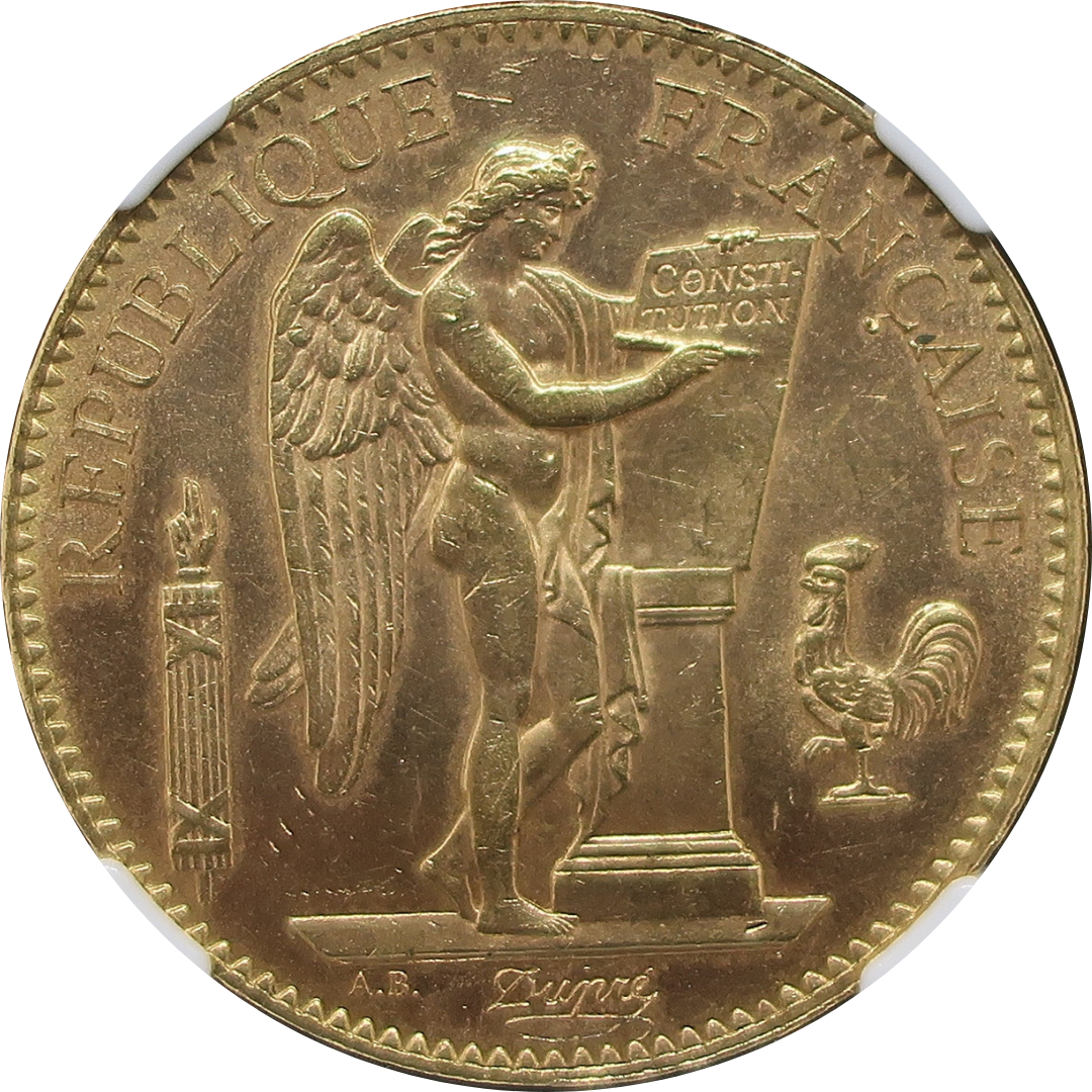 【幸運を運ぶ守護天使】1904A フランス 100フラン金貨 エンジェル金貨 MS62 NGC