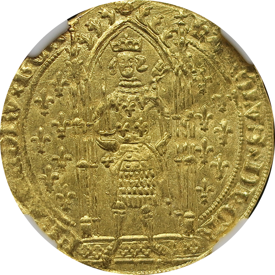 【賢明王】1364-1380 フランス フランカ・ピエ金貨 MS63 NGC シャルル5世 百年戦争
