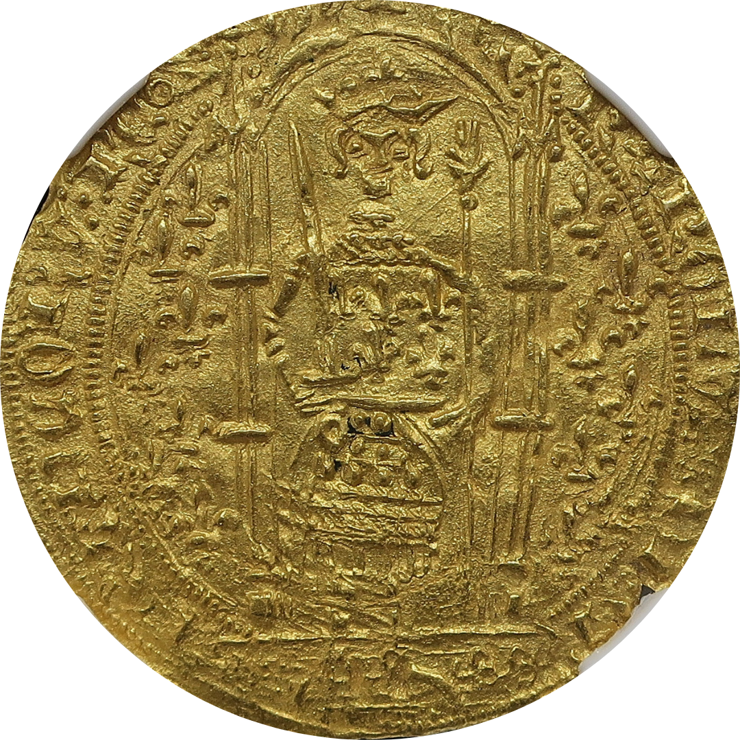 賢明王】1364-1380 フランス フランカピエ金貨 MS63 NGC