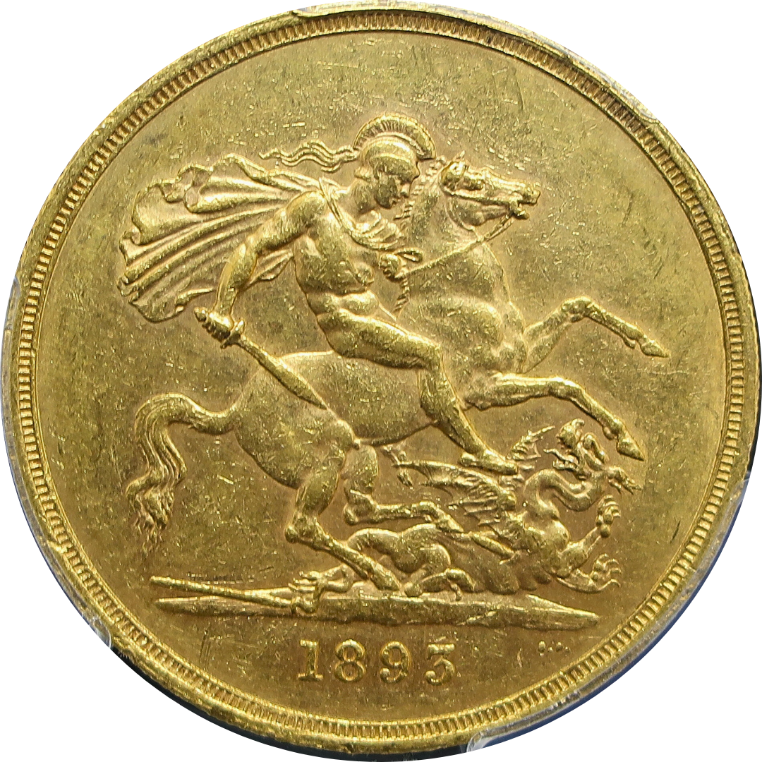 1893 イギリス 5ポンド金貨 AU55 PCGS image2
