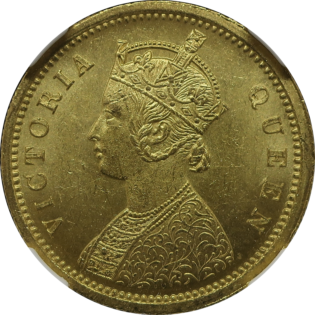 1862 イギリス領インド モハール金貨 ヴィクトリア MS62 NGC image1