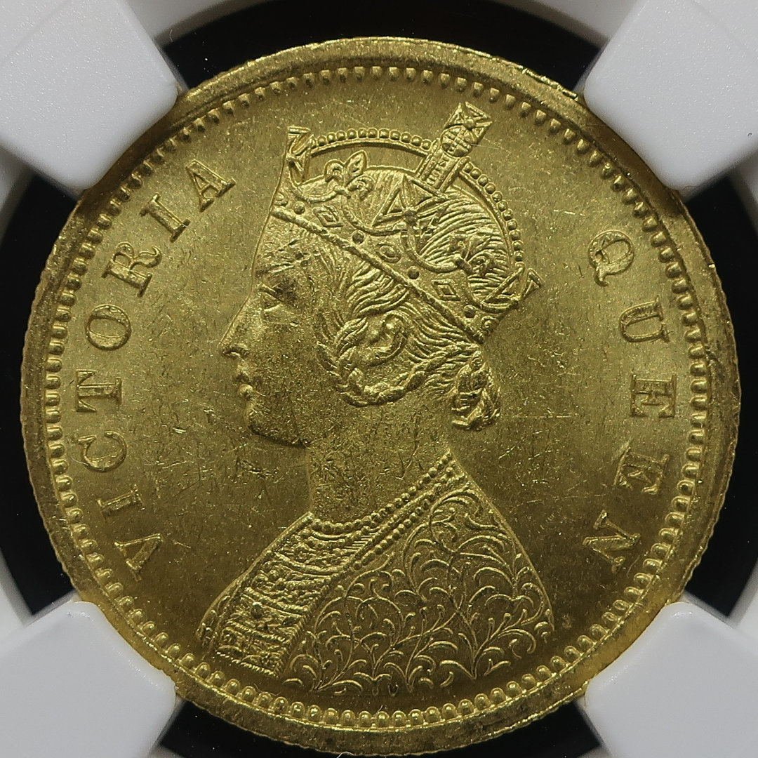 1862 イギリス領インド モハール金貨 ヴィクトリア MS62 NGC image10