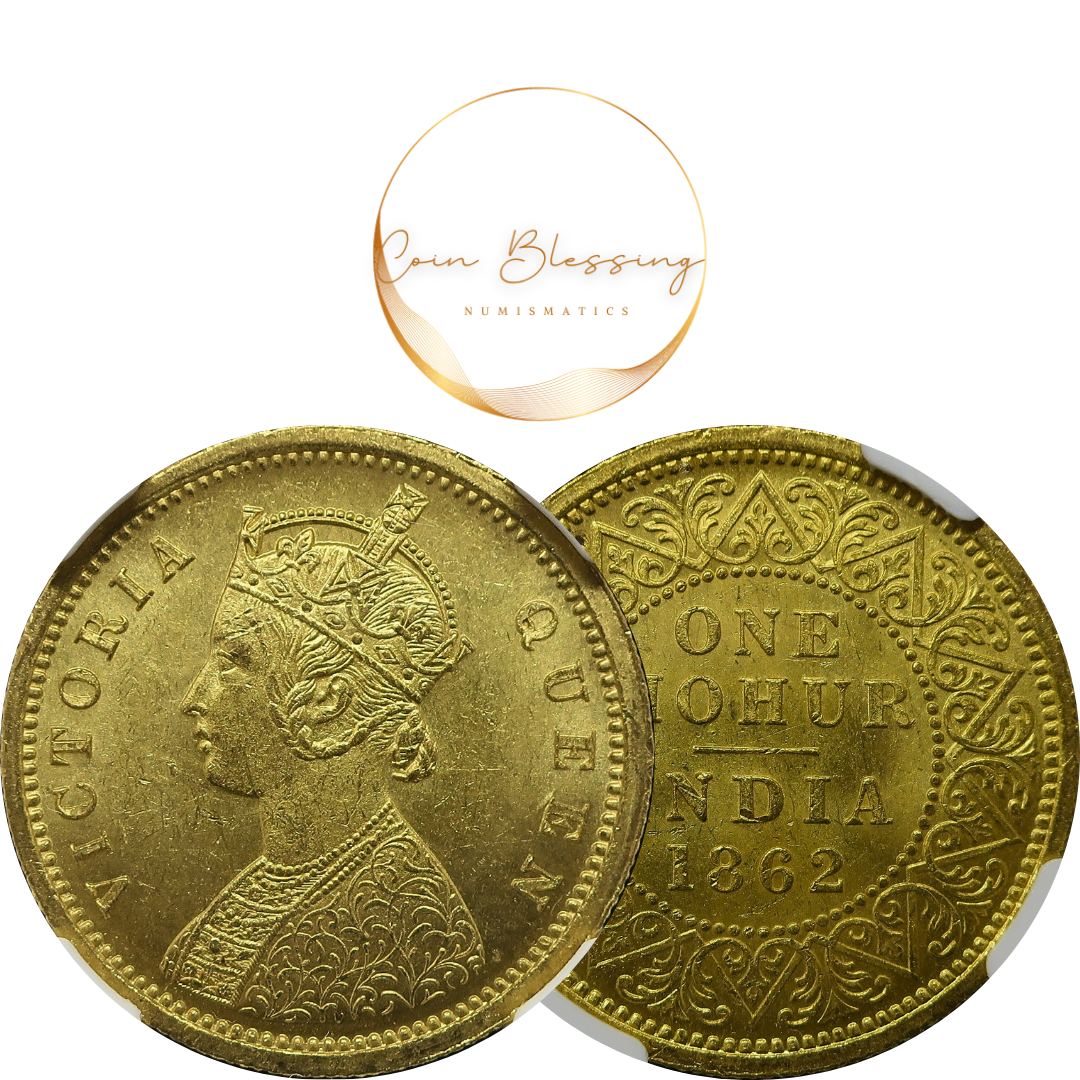 1862 イギリス領インド モハール金貨 ヴィクトリア MS62 NGC image3