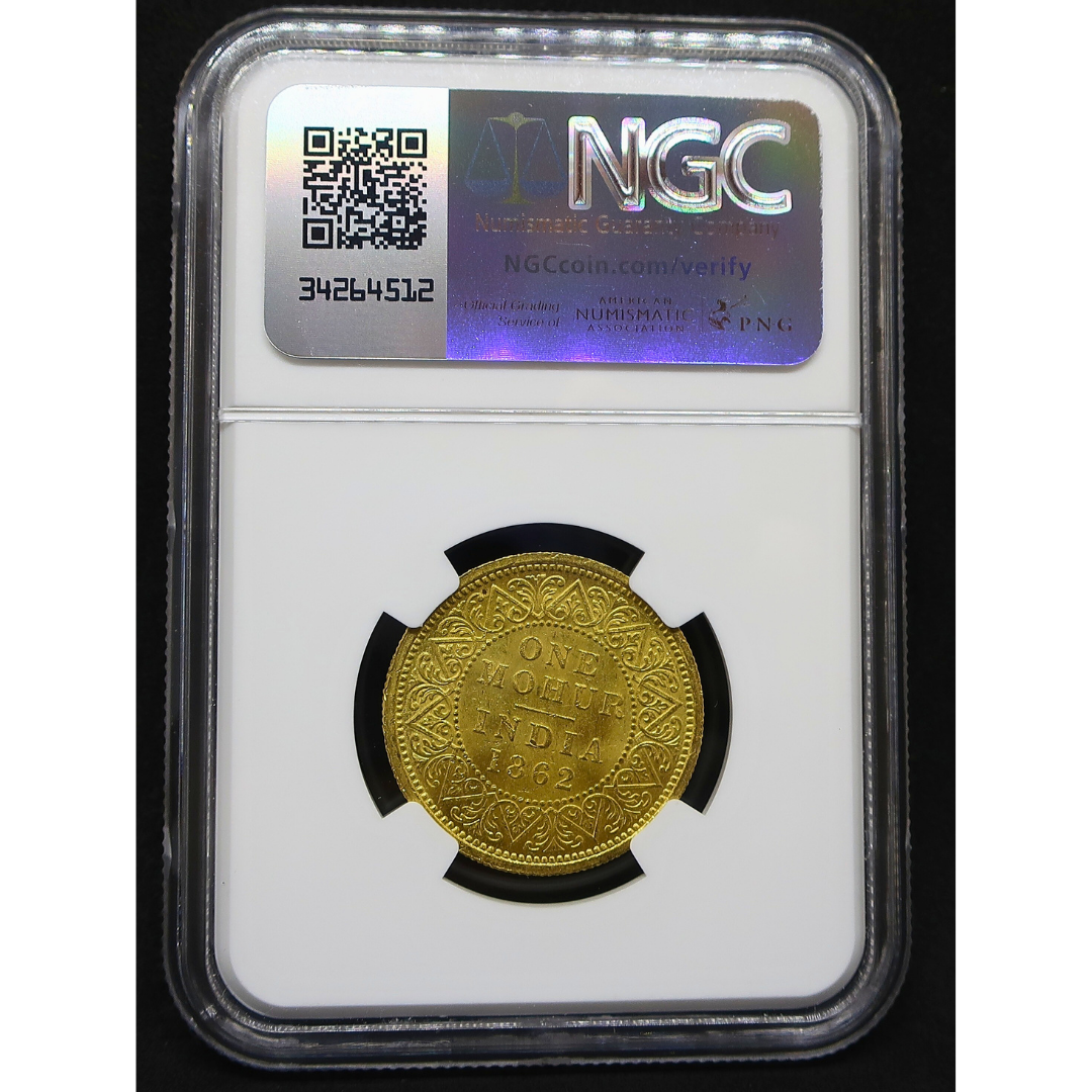 1862 イギリス領インド モハール金貨 ヴィクトリア MS62 NGC image5