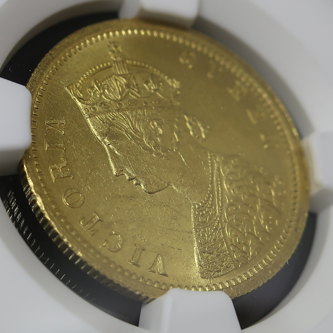 1862 イギリス領インド モハール金貨 ヴィクトリア MS62 NGC image6