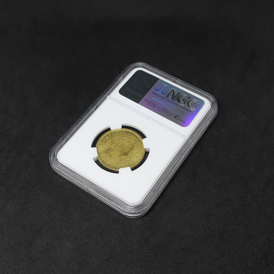 1862 イギリス領インド モハール金貨 ヴィクトリア MS62 NGC image9