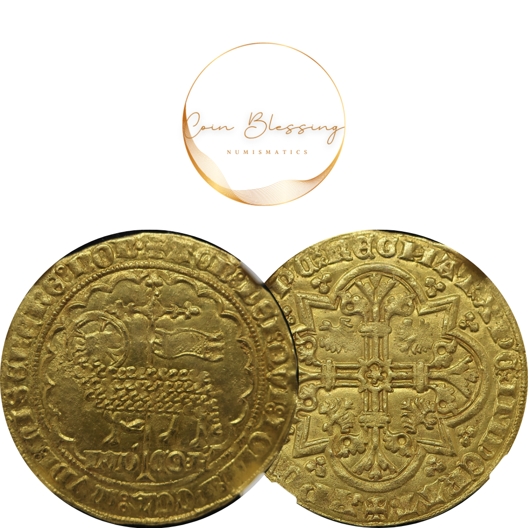 【神の子羊】1346-1384 ベルギー ルイ・デ・マーレ ムートンドール金貨 MS63 NGC