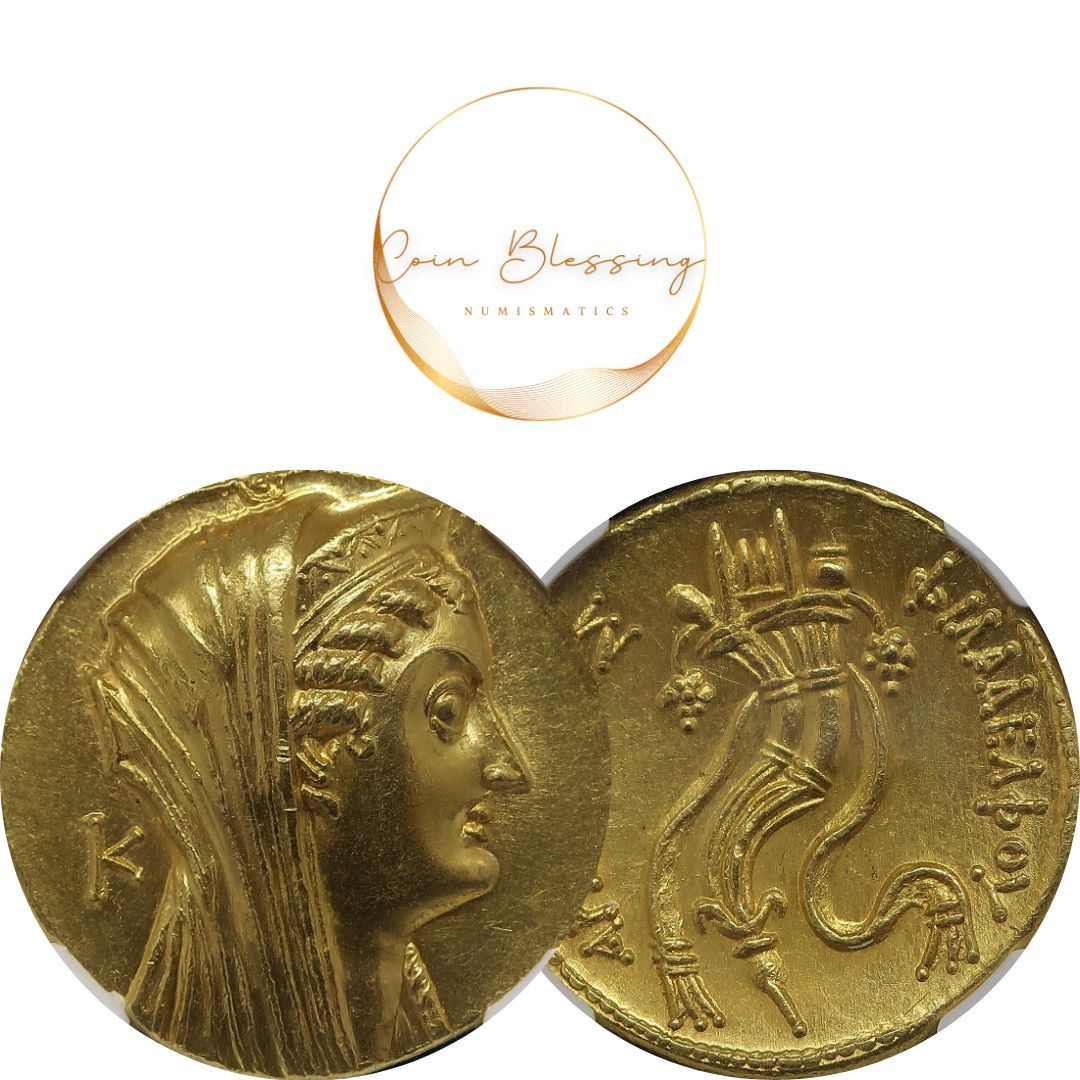 270/68BC プトレマイオス朝 オクタドラクマ金貨 アルシノエ2世 image3