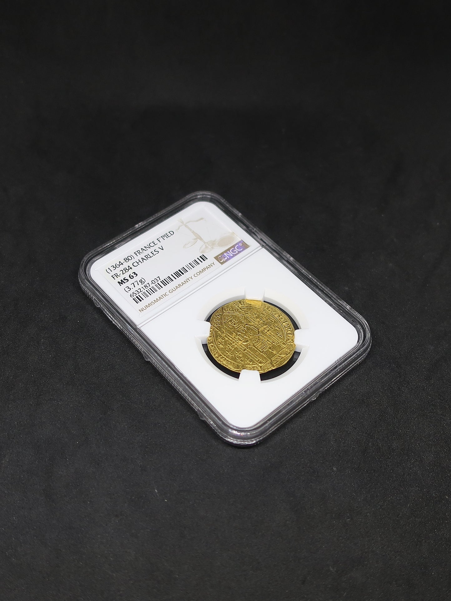 【賢明王】1364-1380 フランス フランカ・ピエ金貨 MS63 NGC シャルル5世 百年戦争