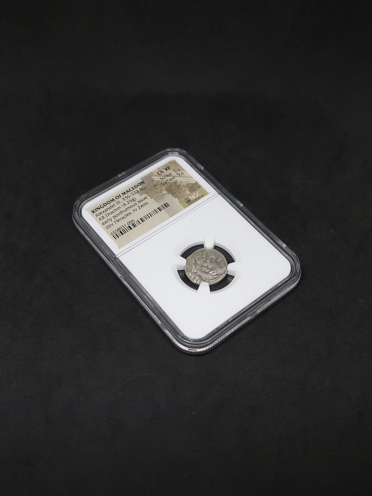 336-323 BC 古代マケドニア ドラクマ銀貨 アレキサンダー3世 ChXF5/5-5/5 NGC image8