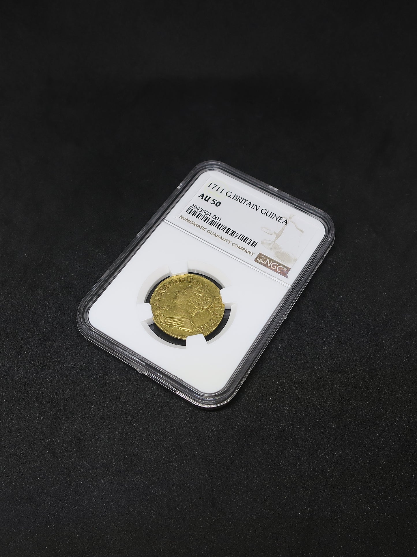 1711 イギリス ギニー金貨 アン女王 AU50 NGC image9