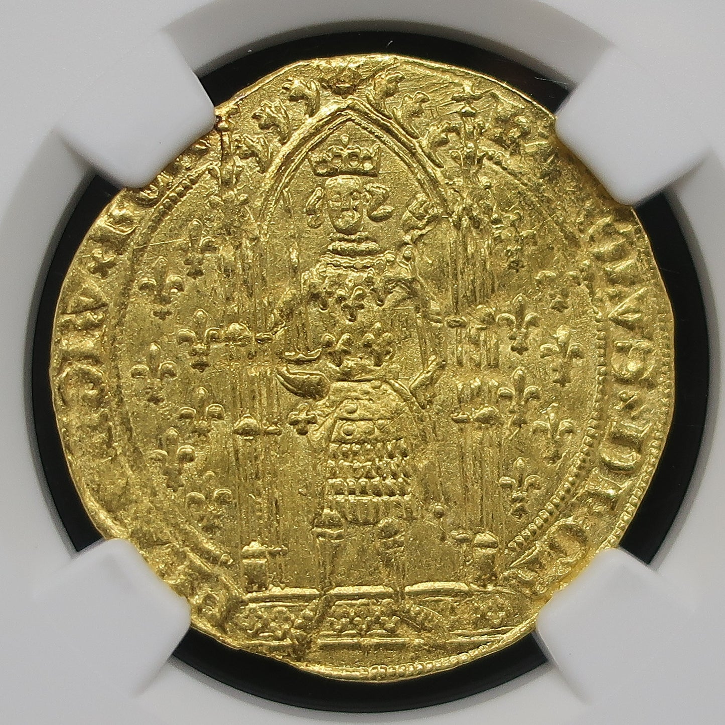 【賢明王】1364-1380 フランス フランカ・ピエ金貨 MS63 NGC シャルル5世 百年戦争