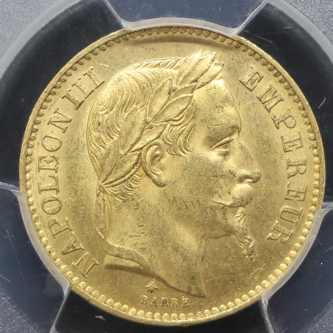 1868A フランス 20フラン金貨 ナポレオン3世 有冠 MS64 PCGS