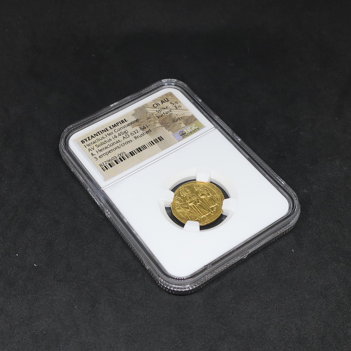 【3人の皇帝】AD632-641 ビザンツ帝国 ソリダス金貨 ビザンチン ChAU5/5-3/5 NGC ヘラクリウス コンスタンティン ヘラクロナス