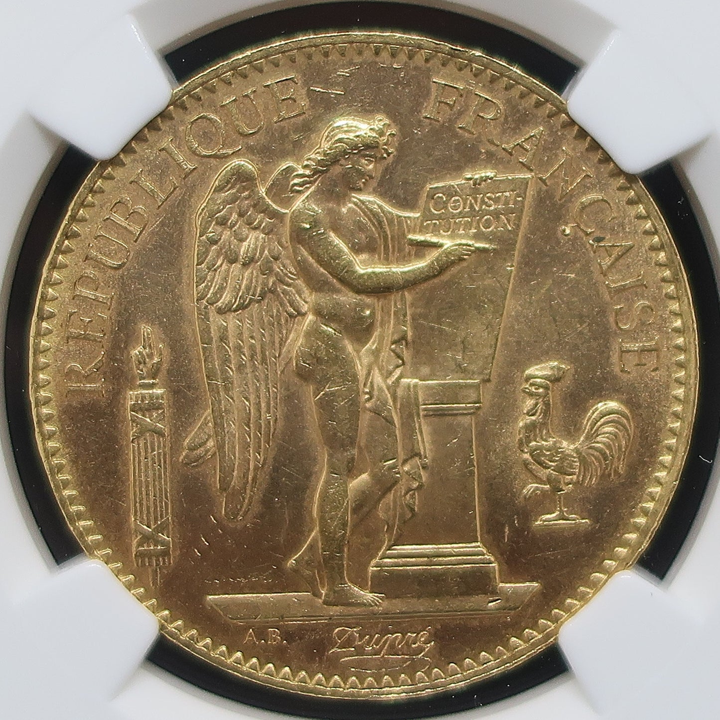 【幸運を運ぶ守護天使】1904A フランス 100フラン金貨 エンジェル金貨 MS62 NGC
