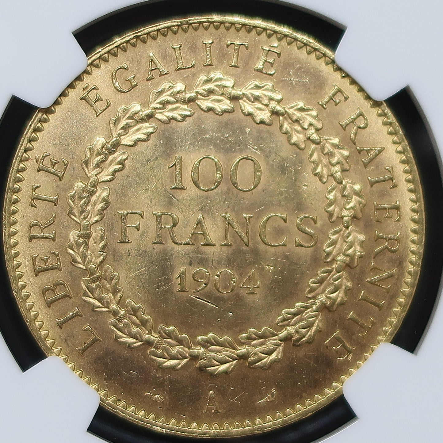 【幸運を運ぶ守護天使】1904A フランス 100フラン金貨 エンジェル金貨 MS62 NGC