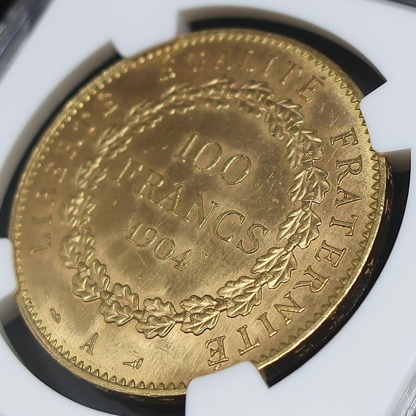 【幸運を運ぶ守護天使】1904A フランス 100フラン金貨 エンジェル金貨 MS62 NGC