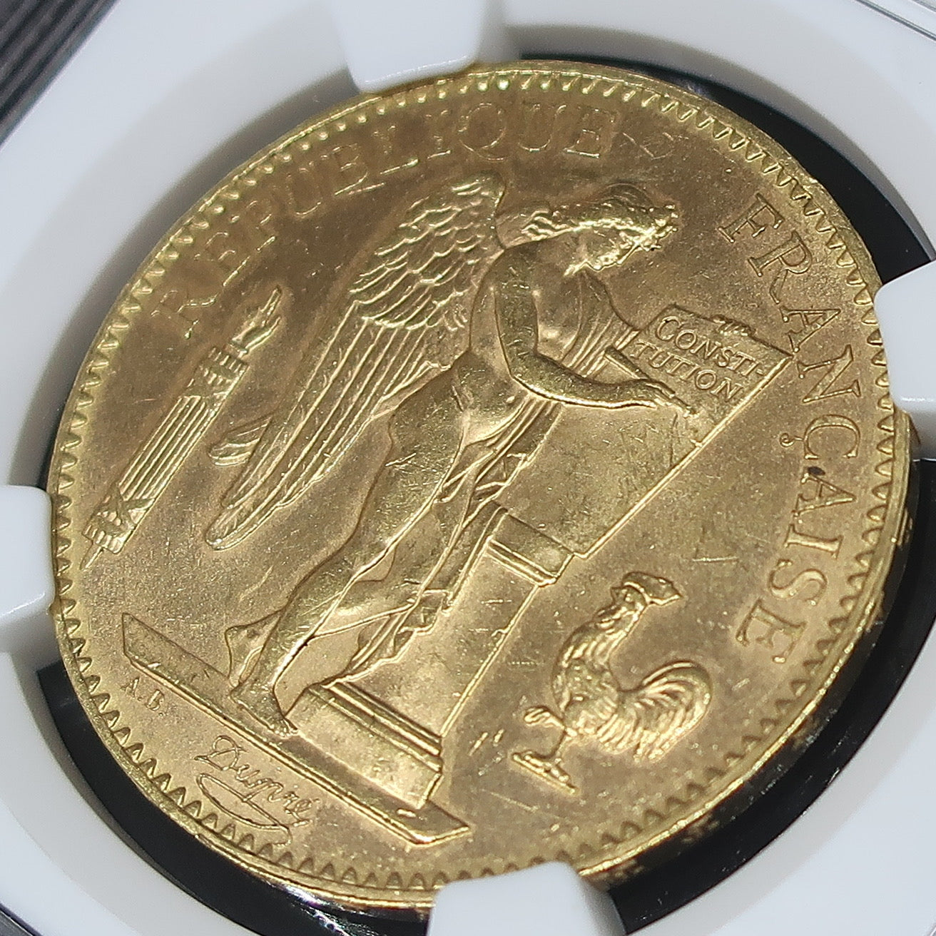 【幸運を運ぶ守護天使】1904A フランス 100フラン金貨 エンジェル金貨 MS62 NGC