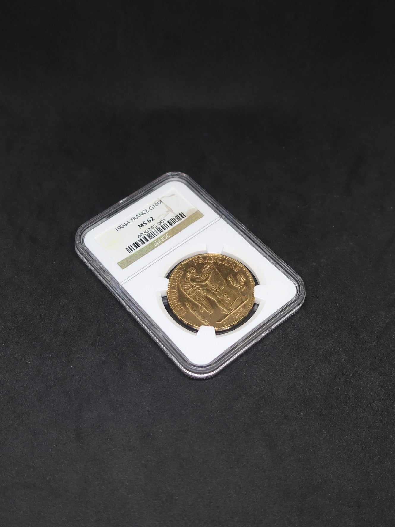 【幸運を運ぶ守護天使】1904A フランス 100フラン金貨 エンジェル金貨 MS62 NGC