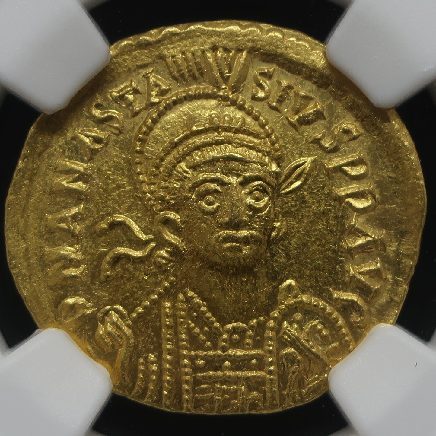 AD491-518 ビザンツ帝国 ソリダス金貨 アナスタシウス MS5/5-4/5 NGC