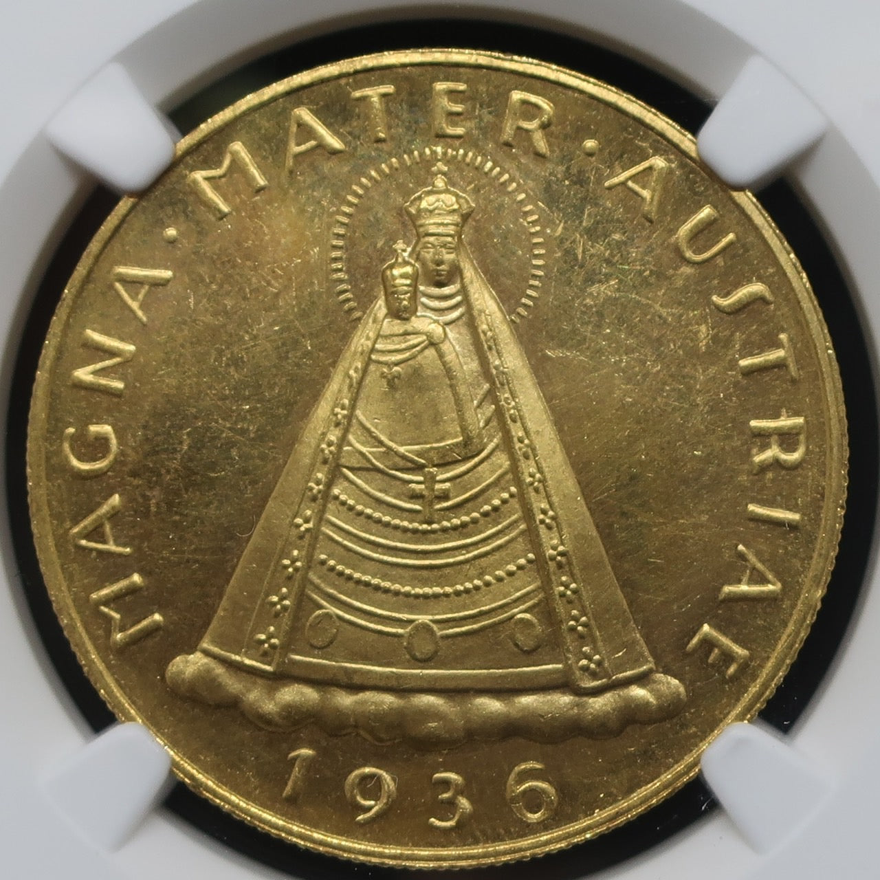 【マドンナ】1936 オーストリア 100シリング金貨 PL62 CAMEO NGC