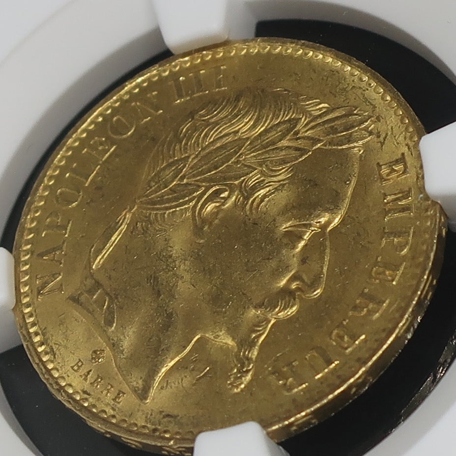 1870BB フランス 20フラン金貨 ナポレオン3世 有冠 MS63 NGC - CoinBlessing(コインブレッシング)