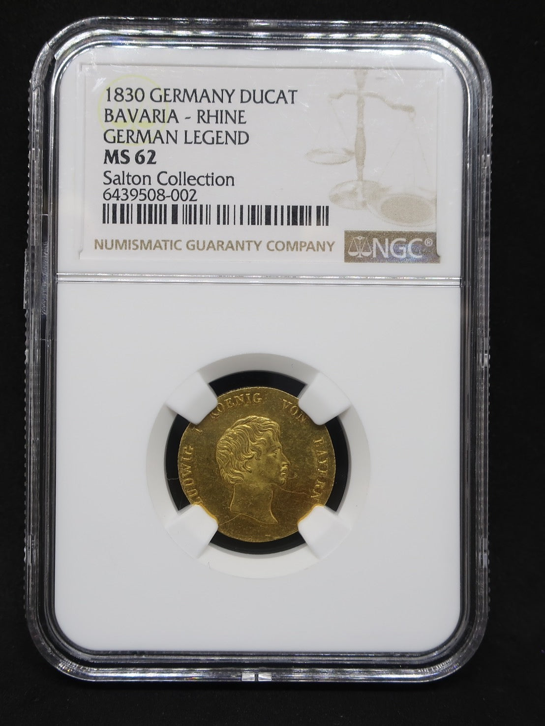 【最高鑑定1枚】1830 ドイツ バイエルン ダカット金貨 ルートヴィヒ1世 都市景観 ライン川 MS62 NGC - CoinBlessing(コインブレッシング)