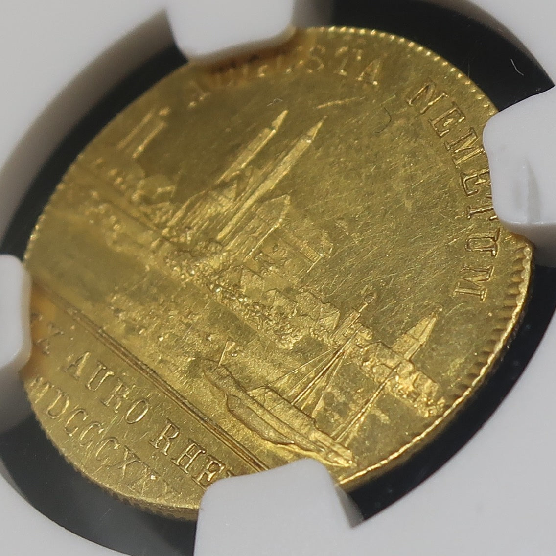【最高鑑定1枚】1830 ドイツ バイエルン ダカット金貨 ルートヴィヒ1世 都市景観 ライン川 MS62 NGC