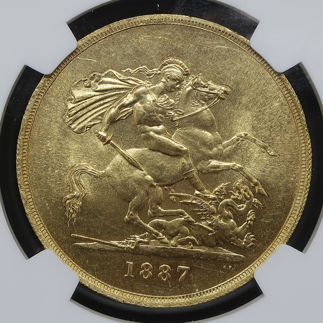 1887 イギリス 5ポンド金貨 ヴィクトリア ジュビリーヘッド MS63 NGC鑑定済み