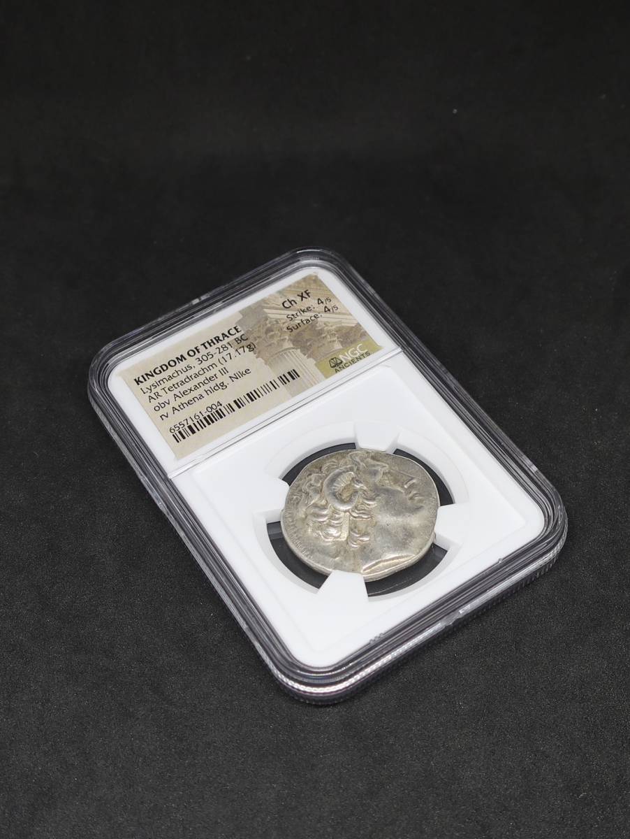 【古代トラキア王国】305-281 BC トラキア王国 テトラドラクマ銀貨 リシマコス王 ChXF 4/5-4/5 NGC - CoinBlessing(コインブレッシング)