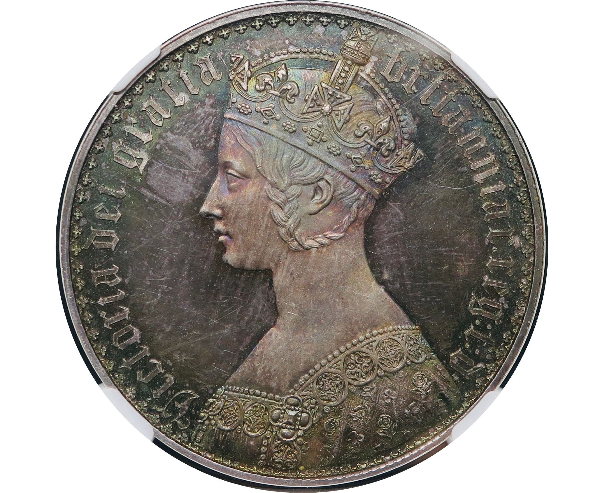 イギリス 1847 ヴィクトリア ゴシッククラウン銀貨 プレーンエッジ 