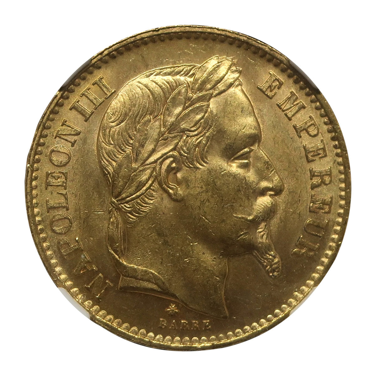 フランス ナポレオン3世 20フラン金貨 1868A MS64 NGC