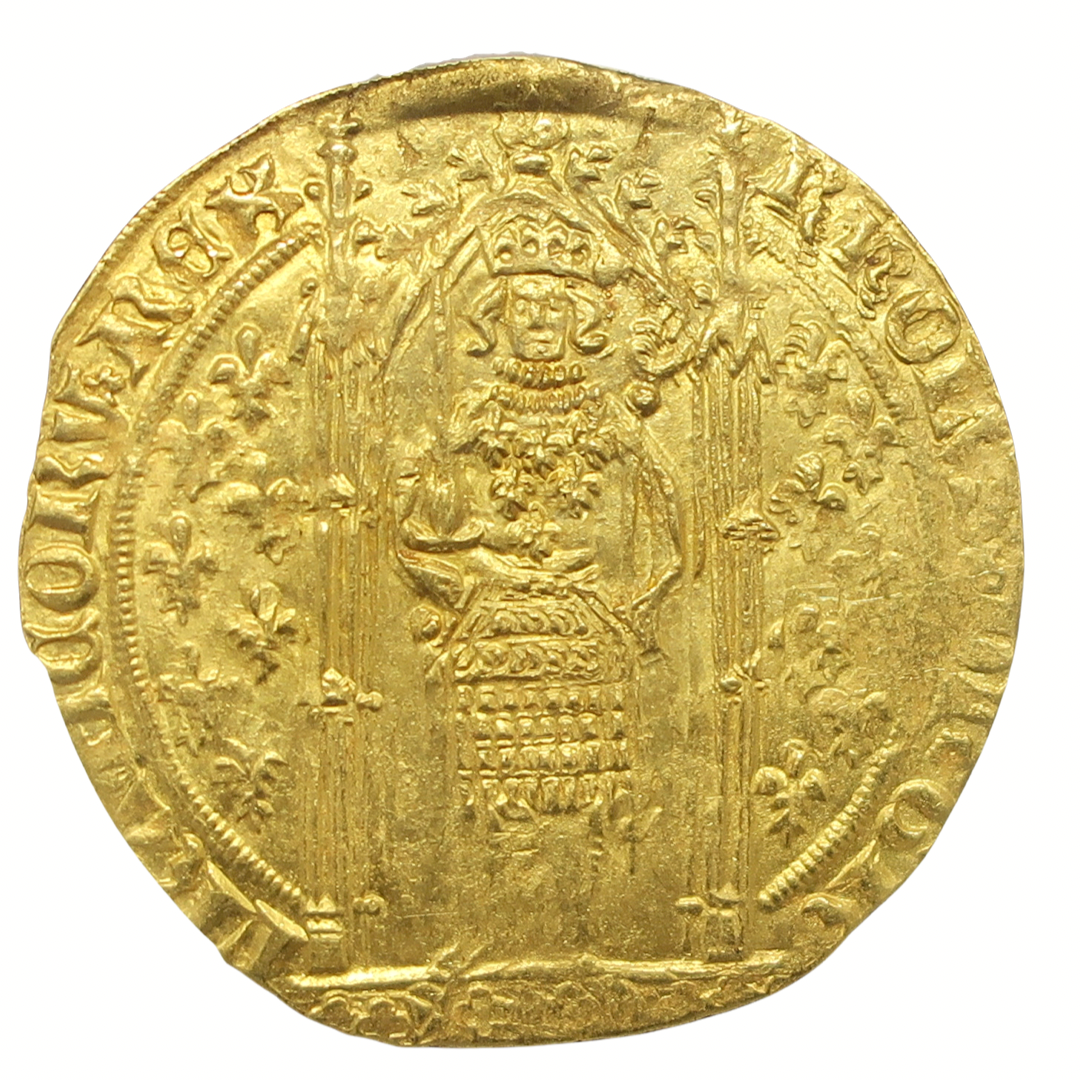 1364-1380 フランス 賢明王シャルル5世 フランカ・ピエ金貨 MS63 百年 