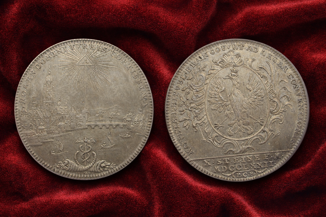 1772年 フランクフルト自由都市 ターラー銀貨｜都市景観・18世紀ドイツ