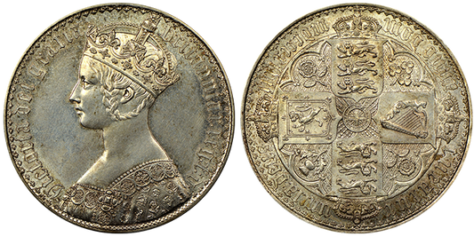 1847 イギリス ゴシッククラウン銀貨 ヴィクトリア女王 サムネイル