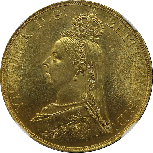 1887年 イギリス ヴィクトリア女王 5ポンド金貨 表面（ジュビリーヘッド）