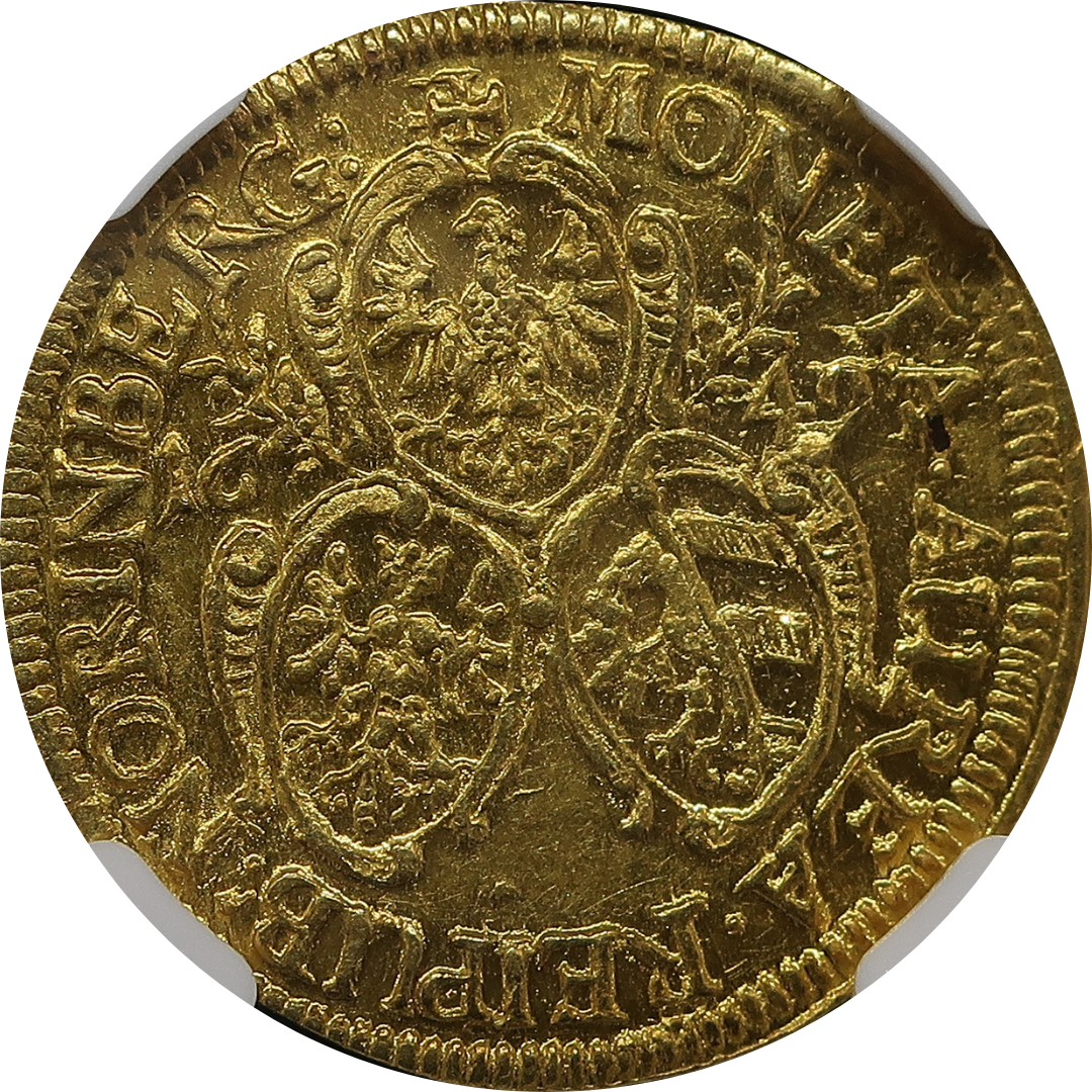 1649 ニュルンベルク ダカット金貨 市紋章 裏面（背景透過）