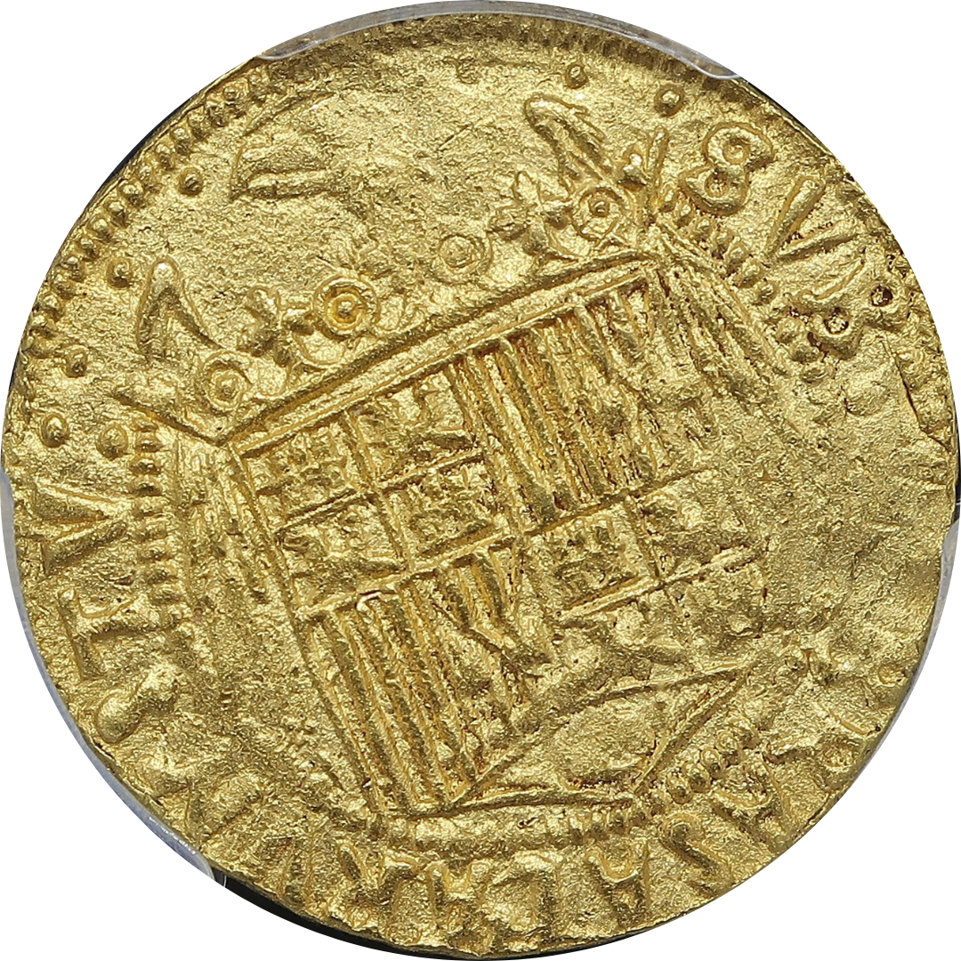 1476-1516年 スペイン カトリック両王 2エクセレンテ金貨 裏面 カスティーリャ・レオン紋章